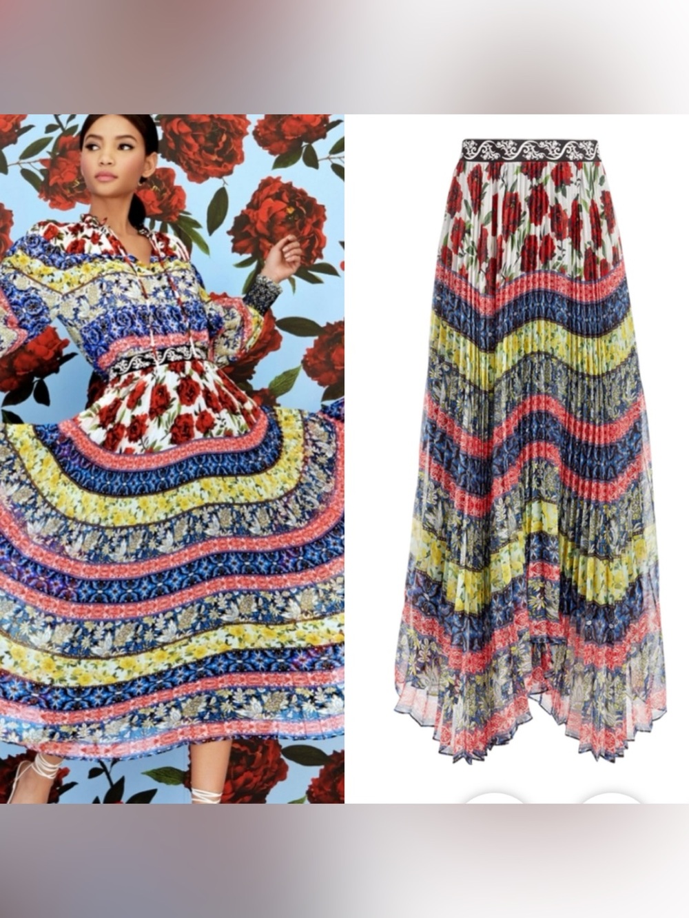 Alice + Olivia Pleated Katz Maxi Skirt